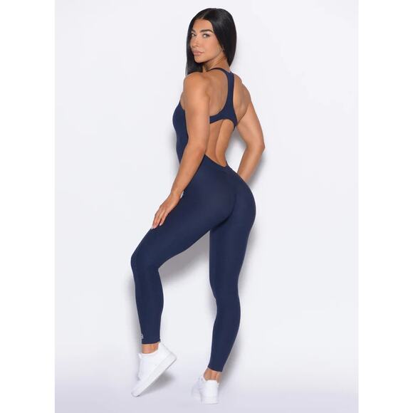 Bombshell Sportswear Athletic Bodysuit Medium Cosmic Blue Heather Gym Jumpsuit - Picture 11 of 12